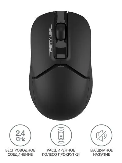 Мышь A4Tech Fstyler FG12S черный оптическая (1200dpi) silent беспроводная USB (3but) — фото 2