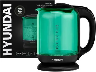 Чайник HYUNDAI HYK-G2807 бирюзовый стекло — фото 12