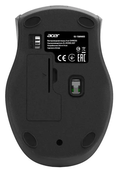 Мышь ACER OMR030 черный оптическая (1600dpi) беспроводная USB (3but) (ZL.MCEEE.007) — фото 2