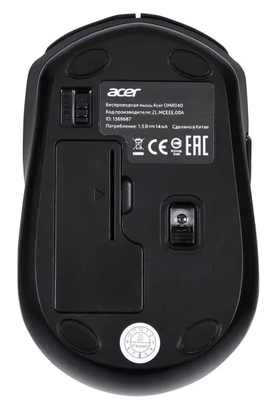 Мышь ACER OMR040 черный оптическая (1600dpi) беспроводная USB (6but) — фото 2