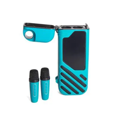 Портативная колонка СИГНАЛ B52 Karaoke box, 10Вт, АКБ 3000мА/ч, BT (до10м), USB, дисплей, 2 микроф, бирюзовый — фото 2