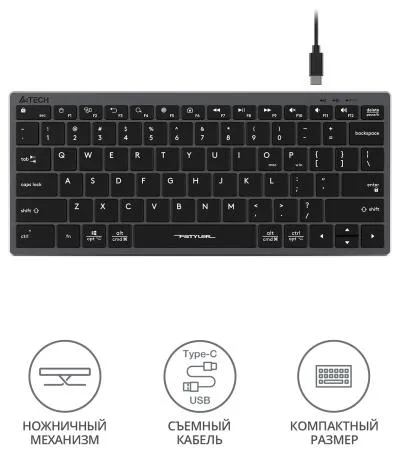 Клавиатура A4Tech Fstyler FX51 серый USB slim Multimedia (FX51 GREY) — фото 2