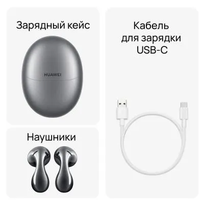 Наушники TWS HUAWEI FREEBUDS 5 SHIMMERY SILVER серебристый (55036454) — фото 5