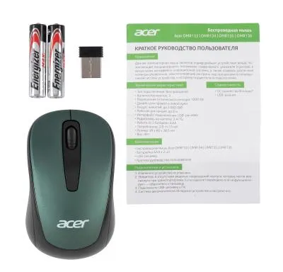 Мышь ACER OMR135 зеленый оптическая (1000dpi) беспроводная USB для ноутбука (2but) (ZL.MCEEE.01I) — фото 8