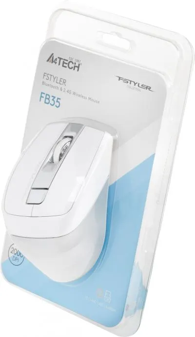 Мышь A4Tech Fstyler FB35 белый/серый оптическая (2000dpi) беспроводная BT/Radio USB для ноутбука (6but) — фото 15