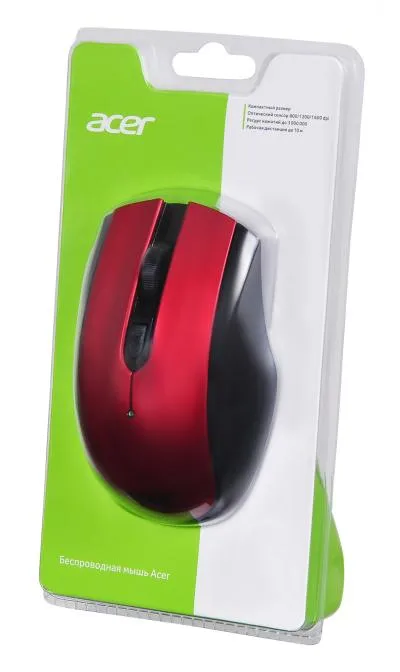 Мышь ACER OMR032 черный/красный оптическая (1600dpi) беспроводная USB (3but) (ZL.MCEEE.009) — фото 8