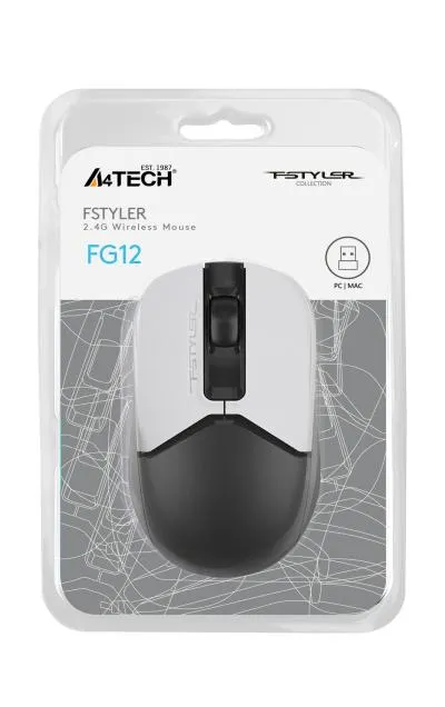 Мышь A4Tech Fstyler FG12 Panda белый/черный оптическая (1200dpi) беспроводная USB (3but) — фото 13