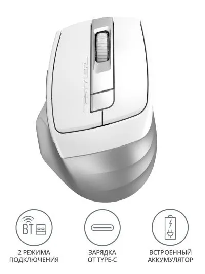 Мышь A4Tech Fstyler FB35C белый оптическая (2000dpi) беспроводная BT/Radio USB (6but) (FB35C ICY WHITE) — фото 2