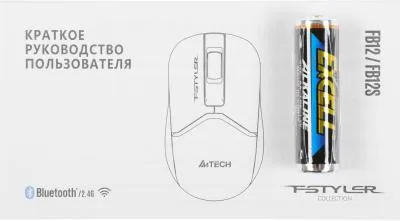 Мышь A4Tech Fstyler FB12 белый оптическая (1200dpi) беспроводная BT/Radio USB (3but) (FB12 WHITE) — фото 20