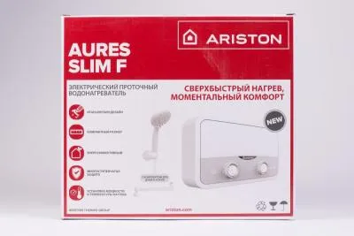 Водонагреватель проточный ARISTON Aures SF 5.5 COM (кран+душ) белый — фото 10