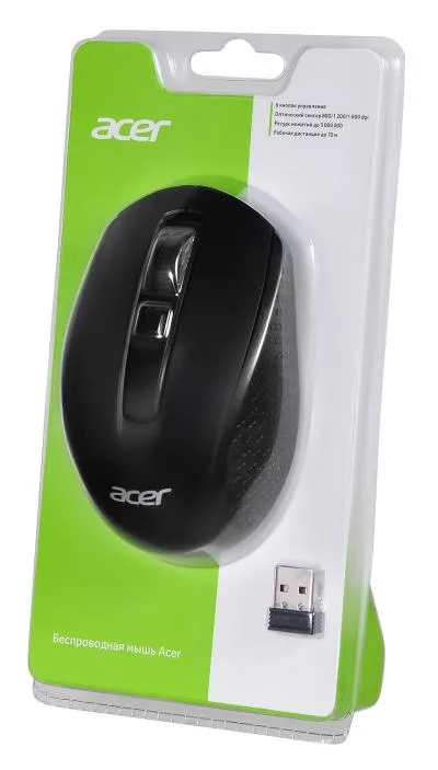 Мышь ACER OMR060 черный оптическая (1600dpi) беспроводная USB (6but) (ZL.MCEEE.00C) — фото 8