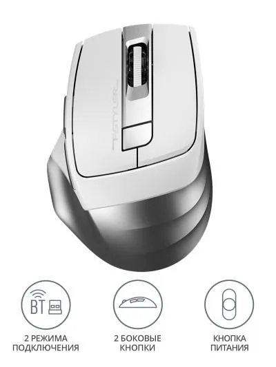 Мышь A4Tech Fstyler FB35 белый/серый оптическая (2000dpi) беспроводная BT/Radio USB для ноутбука (6but) — фото 11