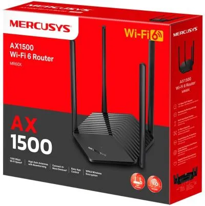 Роутер беспроводной Mercusys MR60X AX1500 10/100/1000BASE-TX черный — фото 3