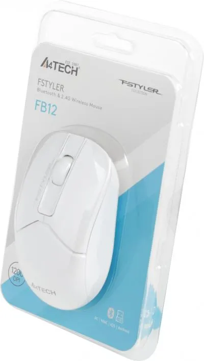 Мышь A4Tech Fstyler FB12 белый оптическая (1200dpi) беспроводная BT/Radio USB (3but) (FB12 WHITE) — фото 17
