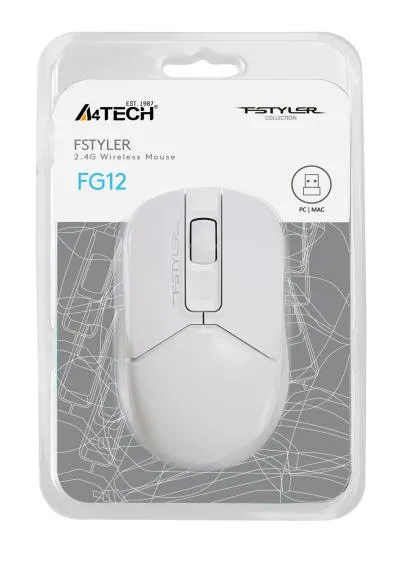 Мышь A4Tech Fstyler FG12 белый оптическая (1200dpi) беспроводная USB (3but) — фото 16