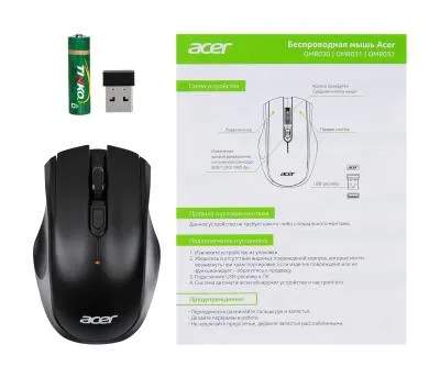 Мышь ACER OMR030 черный оптическая (1600dpi) беспроводная USB (3but) (ZL.MCEEE.007) — фото 7