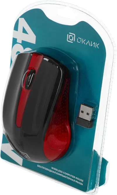 Мышь OKLICK 485MW черный/красный оптическая (1200dpi) беспроводная USB — фото 10