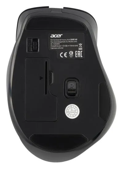 Мышь ACER OMR140 черный оптическая (1600dpi) беспроводная USB (6but) (ZL.MCEEE.00G) — фото 2