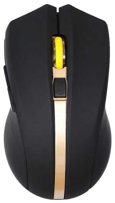 Мышь OKLICK 495MW черный/золотистый оптическая (1600dpi) беспроводная USB — фото 1