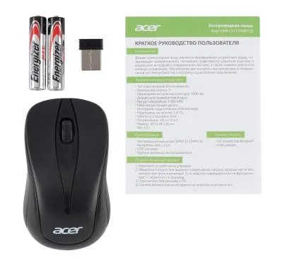 Мышь ACER OMR131 черный оптическая (1000dpi) беспроводная USB для ноутбука (2but) (ZL.MCEEE.01E) — фото 8