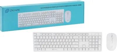 Комплект (клавиатура+мышь) OKLICK 240M, USB, беспроводной, белый — фото 30