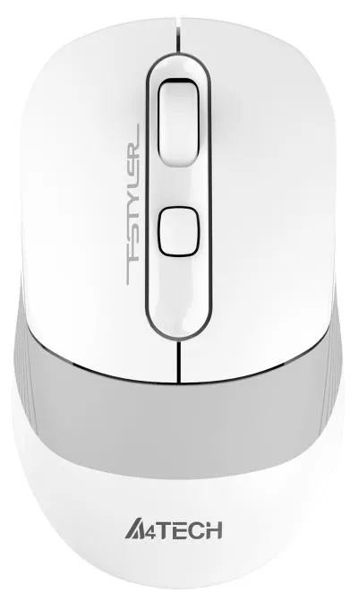 Мышь A4Tech Fstyler FB10C белый/серый оптическая (2400dpi) беспроводная BT/Radio USB (4but) (FB10C GRAYISH WHITE) — фото 1