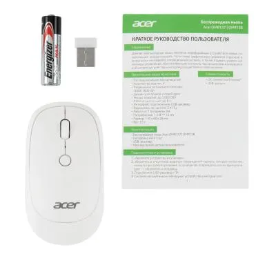 Мышь ACER OMR138 белый оптическая (1600dpi) беспроводная USB (3but) (ZL.MCEEE.01L) — фото 8