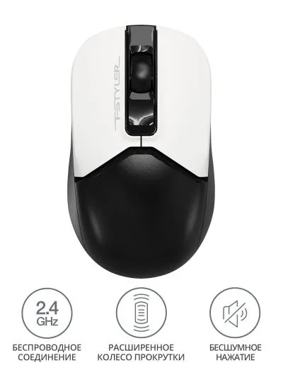 Мышь A4Tech Fstyler FG12S Panda белый/черный оптическая (1200dpi) silent беспроводная USB (3but) — фото 8