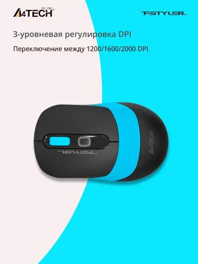 Мышь A4Tech Fstyler FG10S черный/синий оптическая (2000dpi) silent беспроводная USB (4but) — фото 6