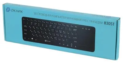 Клавиатура OKLICK 830ST черный USB беспроводная slim Multimedia Touch — фото 12