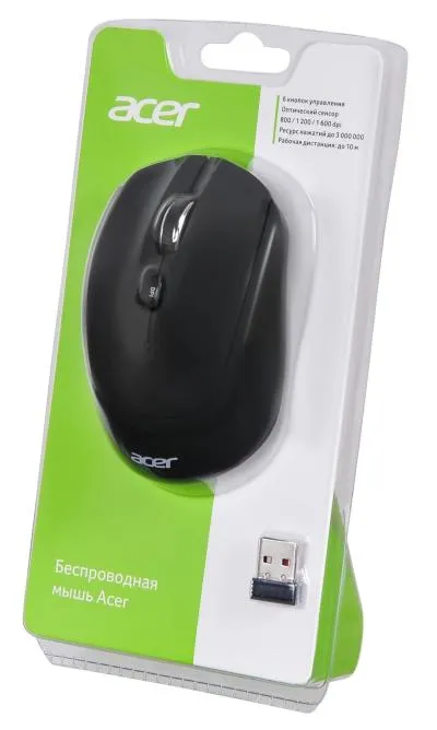 Мышь ACER OMR040 черный оптическая (1600dpi) беспроводная USB (6but) — фото 8