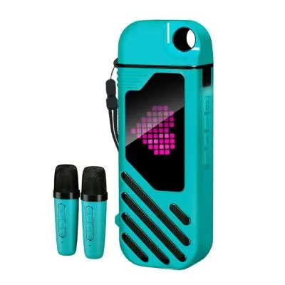 Портативная колонка СИГНАЛ B52 Karaoke box, 10Вт, АКБ 3000мА/ч, BT (до10м), USB, дисплей, 2 микроф, бирюзовый — фото 1