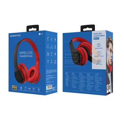 Наушники полноразмерные BOROFONE BO4, Charming rhyme, bluetooth, microSD, AUX, красный (6931474709899) — фото 3