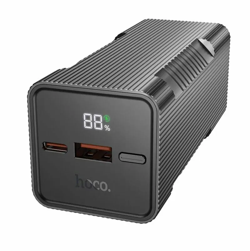 Мобильный аккумулятор HOCO Q15 Flashlight, 10000mAh, LED, PD3.0, QC3.0, 1 USB выход, 1 Type-C, 3,0А, цвет: серый (1/23) 6942007601559 — фото 1