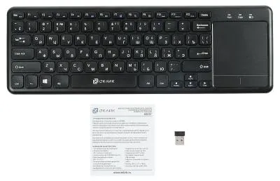 Клавиатура OKLICK 830ST черный USB беспроводная slim Multimedia Touch — фото 11