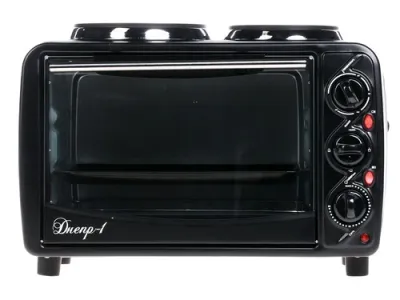 Мини-печь Великие Реки Днепр-1  (3300w /30л /2 КОНФОРКИ)  черный — фото 2
