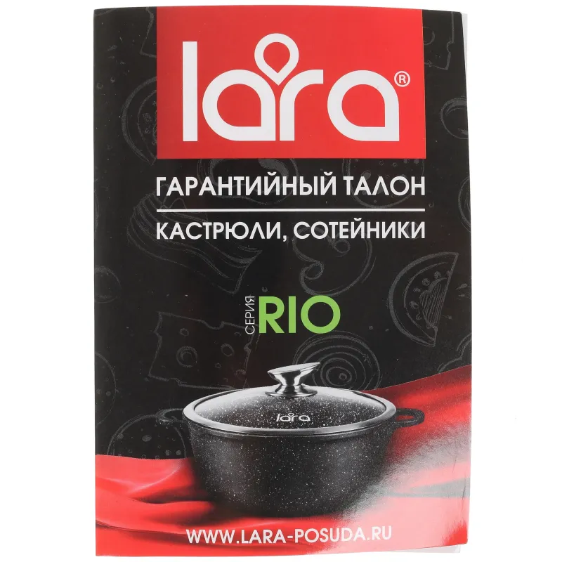 Сотейник LARA LR02-213 CHOCO 32х7.5см, 4.8л, мрамор, капсулированное индукц. дно, крышка — фото 2