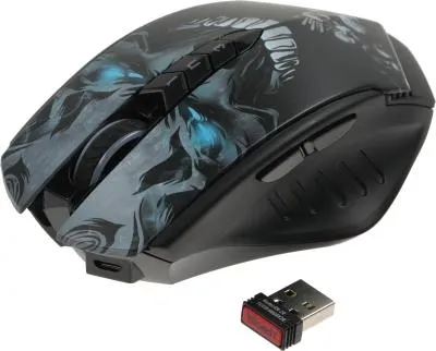 Мышь A4Tech Bloody R80 Plus Skull черный/рисунок оптическая (5000dpi) беспроводная USB (7but) (R80 PLUS (SKULL)) — фото 1