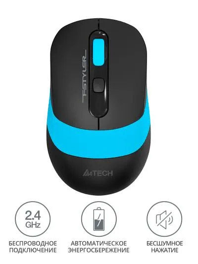 Мышь A4Tech Fstyler FG10S черный/синий оптическая (2000dpi) silent беспроводная USB (4but) — фото 2