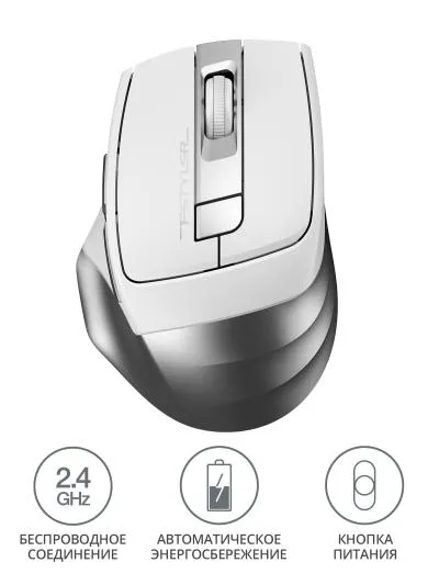 Мышь A4 Tech Fstyler FG35 серебристый/белый оптическая (2000dpi) беспроводная USB (6but) — фото 2