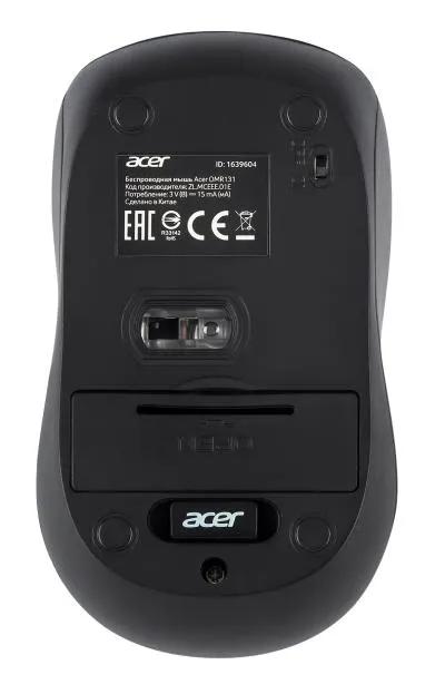 Мышь ACER OMR131 черный оптическая (1000dpi) беспроводная USB для ноутбука (2but) (ZL.MCEEE.01E) — фото 3