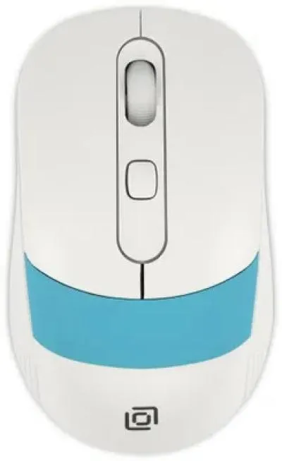 Мышь OKLICK 310MW белый/синий оптическая (3200dpi) беспроводная USB для ноутбука (3but) — фото 1