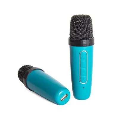 Портативная колонка СИГНАЛ B52 Karaoke box, 10Вт, АКБ 3000мА/ч, BT (до10м), USB, дисплей, 2 микроф, бирюзовый — фото 3