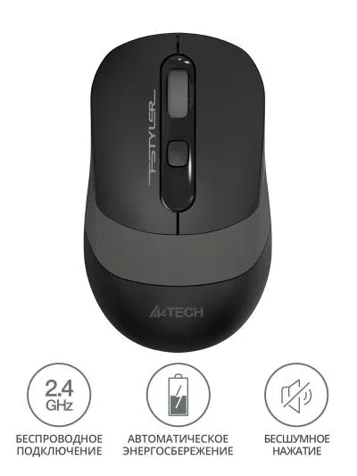 Мышь A4Tech Fstyler FG10S черный/серый оптическая (2000dpi) silent беспроводная USB (4but) — фото 2
