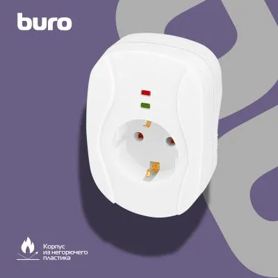 Сетевой фильтр BURO 100SH-W (1 розетка) белый (коробка) — фото 4
