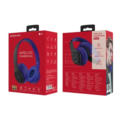 Наушники полноразмерные BOROFONE BO4, Charming rhyme, bluetooth, microSD, AUX, синий (6931474709905) — фото 3
