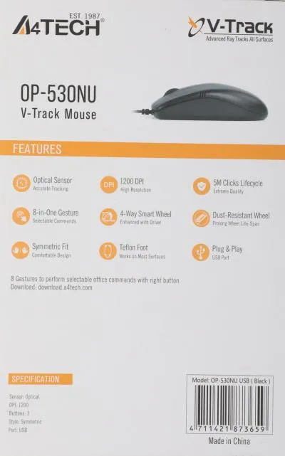Мышь A4 V-Track Padless OP-530NU черный оптическая (1000dpi) USB — фото 9