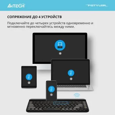 Клавиатура A4Tech Fstyler FBK30 черный/серый USB беспроводная BT/Radio slim Multimedia (FBK30 BLACKCURRANT) — фото 6