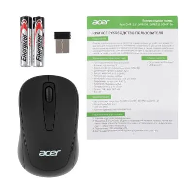 Мышь ACER OMR133 черный оптическая (1000dpi) беспроводная USB для ноутбука (2but) (ZL.MCEEE.01G) — фото 8
