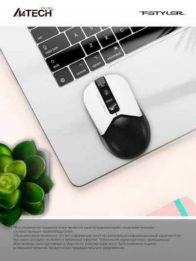 Мышь A4Tech Fstyler FG12S Panda белый/черный оптическая (1200dpi) silent беспроводная USB (3but) — фото 13